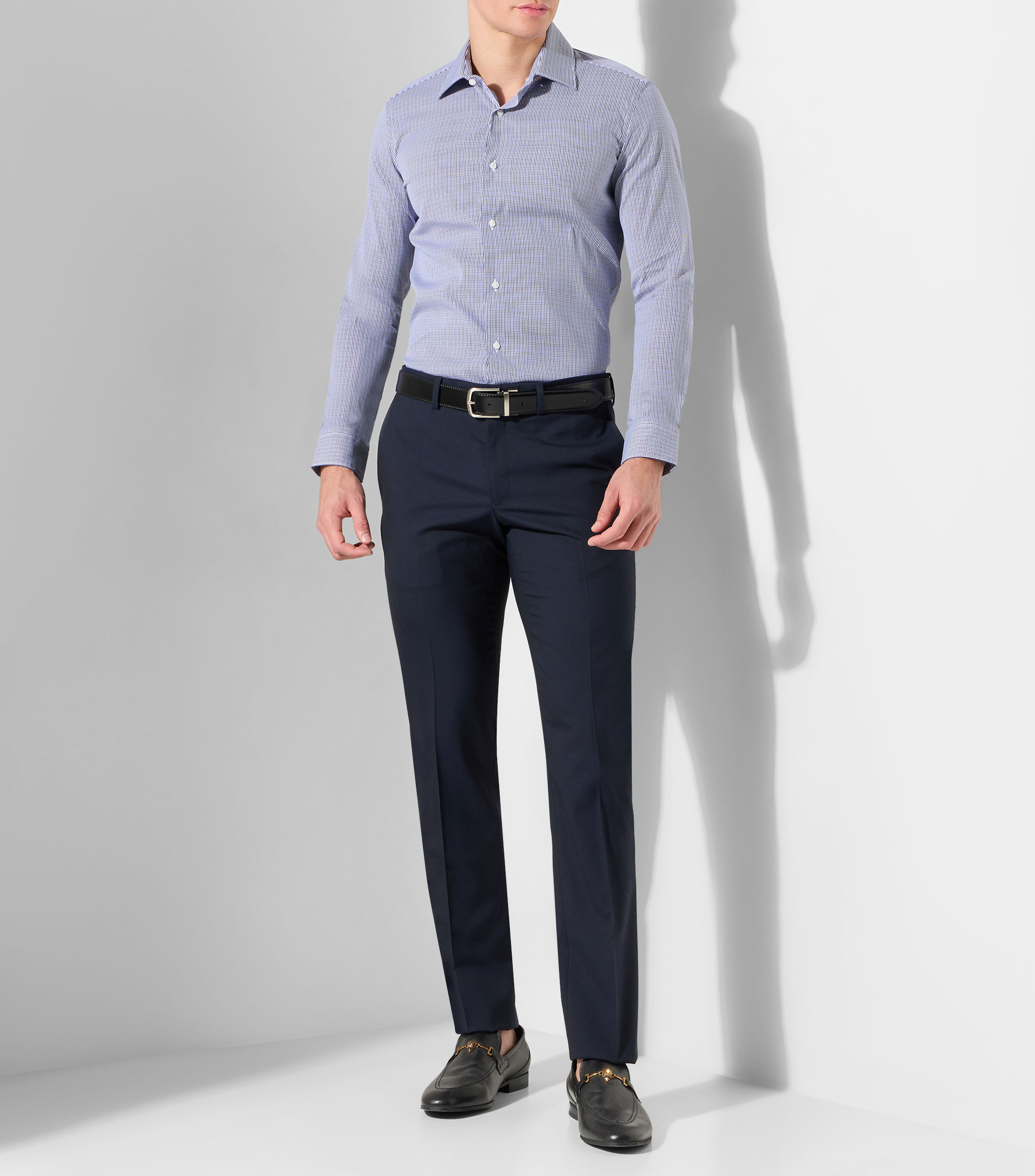 Camisa de vestir con cuadros y manga larga Hombre